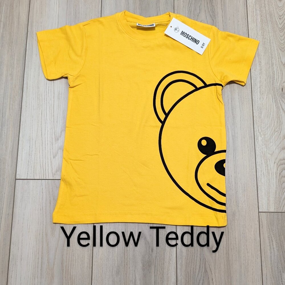 NWT Moschino T-Shirts Unisex Sizes 2T to 16Y YELLOW TEDDY PRINT